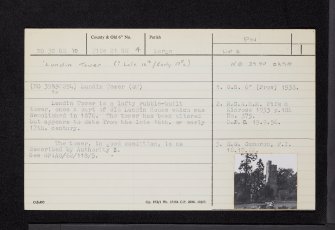 Lundin Tower, NO30SE 10, Ordnance Survey index card, Recto