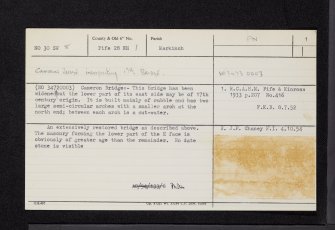 Windygates, Cameron Bridge, NO30SW 8, Ordnance Survey index card, page number 1, Recto