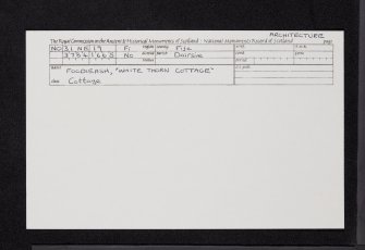 Foodieash, White Thorn Cottage, NO31NE 19, Ordnance Survey index card, Recto