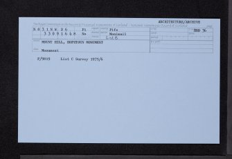 Mount Hill, Hopetoun Monument, NO31NW 26, Ordnance Survey index card, Recto