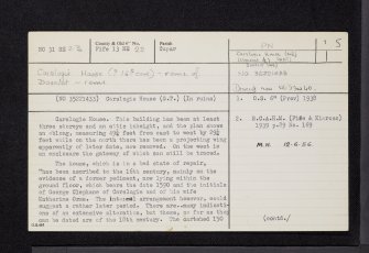 Carslogie House, NO31SE 23, Ordnance Survey index card, page number 1, Recto