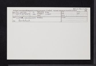 Cupar, Nicholson Park, Bandstand, NO31SE 68, Ordnance Survey index card, Recto
