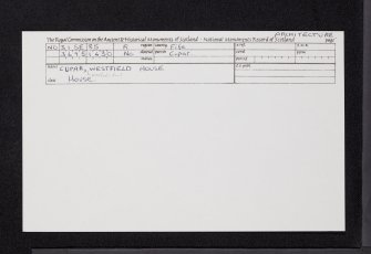 Cupar, Westfield Road, Westfield House, NO31SE 85, Ordnance Survey index card, Recto