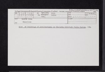 Walton Hill, Crawford Mausoleum, NO31SE 100, Ordnance Survey index card, Recto