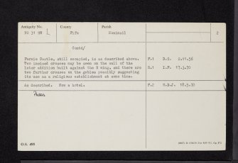 Fernie Castle, NO31SW 1, Ordnance Survey index card, page number 2, Verso
