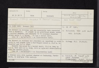 Melville House, Dovecot, NO31SW 2, Ordnance Survey index card, page number 1, Recto