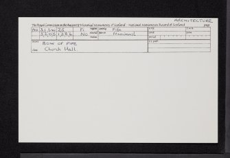 Bow Of Fife, Church Hall, NO31SW 25, Ordnance Survey index card, Recto