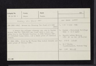 Dundee, Grosvenor Road, Western Cemetery, NO32NE 1, Ordnance Survey index card, Recto