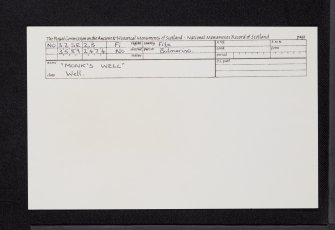 Balmerino Abbey, Monk's Well, NO32SE 2.3, Ordnance Survey index card, Recto