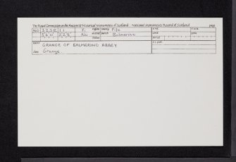 Grange Of Balmerino Abbey, NO32SE 11, Ordnance Survey index card, Recto