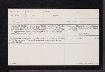 Shambleton Hill, NO32SE 18, Ordnance Survey index card, Recto