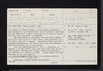 Creich Castle, NO32SW 2, Ordnance Survey index card, page number 1, Recto