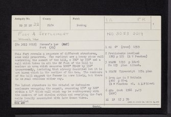 Norman's Law, NO32SW 22, Ordnance Survey index card, page number 1, Recto