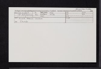 Flisk Parish Church, NO32SW 47, Ordnance Survey index card, Recto