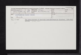 Kirkton Of Auchterhouse, Parish Church Of St Mary And Churchyard And War Memorial, NO33NW 11, Ordnance Survey index card, Recto