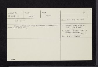 Menzies Hill, NO33SE 12, Ordnance Survey index card, Recto