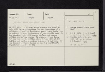 Dundee, Coupar Angus Road, Lansdowne, NO33SE 21, Ordnance Survey index card, Recto