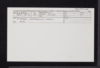 Dundee, Methven Street, Camperdown Works, General, NO33SE 64, Ordnance Survey index card, Recto