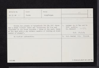 Mylnefield, NO33SW 23, Ordnance Survey index card, Recto