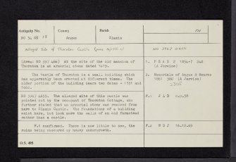 Thornton, NO34NE 18, Ordnance Survey index card, Recto
