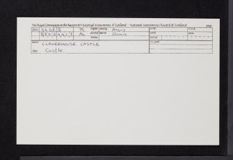 Claverhouse Castle, NO34SE 3, Ordnance Survey index card, Recto
