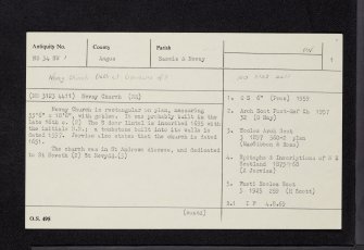 Nevay, Old Parish Church And Churchyard, NO34SW 1, Ordnance Survey index card, page number 1, Recto