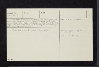 Nevay, Old Parish Church And Churchyard, NO34SW 1, Ordnance Survey index card, page number 2, Verso