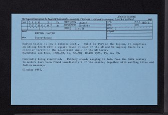 Hatton Castle, NO34SW 3, Ordnance Survey index card, Recto