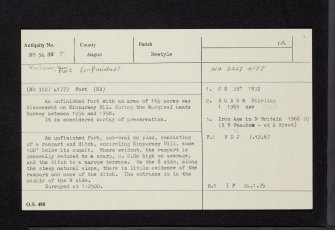 Kinpurney Hill, NO34SW 7, Ordnance Survey index card, Recto