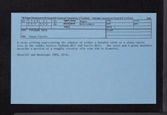 Culhawk Hill, NO35NE 41, Ordnance Survey index card, Recto
