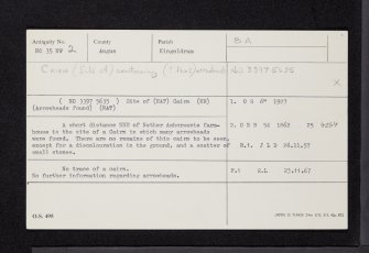 Nether Ascreavie, NO35NW 2, Ordnance Survey index card, Recto