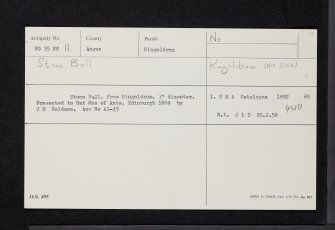 Kingoldrum, NO35NW 11, Ordnance Survey index card, Recto