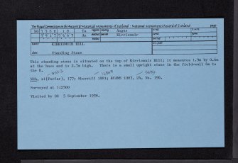 Kirriemuir Hill, NO35SE 18, Ordnance Survey index card, Recto