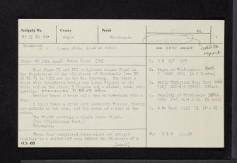 Kirriemuir, NO35SE 20, Ordnance Survey index card, page number 1, Recto