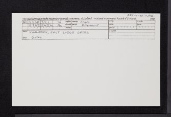 Kinnordy, East Lodge, Gates, NO35SE 39.1, Ordnance Survey index card, Recto