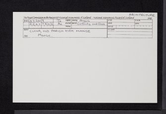 Clova, Old Parish Kirk Manse, NO37SW 9, Ordnance Survey index card, Recto