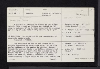 Braehead Farm, Tullich, NO39NE 3, Ordnance Survey index card, page number 1, Recto