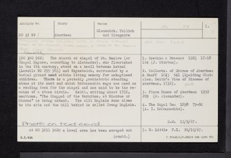 Rinabaich, St Manire's Chapel, NO39NW 1, Ordnance Survey index card, page number 1, Recto