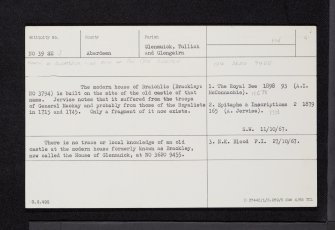 House Of Glenmuick, NO39SE 3, Ordnance Survey index card, Recto