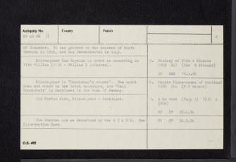 Kilconquhar, Main Street, Old Parish Church, NO40SE 11, Ordnance Survey index card, page number 2, Verso