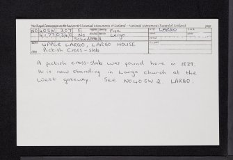Upper Largo, Largo House, NO40SW 207, Ordnance Survey index card, Recto