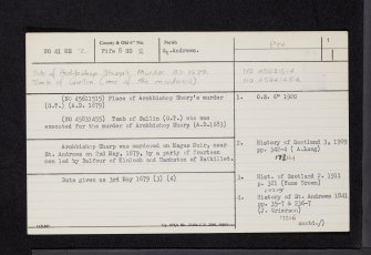 Bishop's Wood, Archbishop Sharp's Memorial And Tomb Of Cullin, NO41NE 2, Ordnance Survey index card, page number 1, Recto