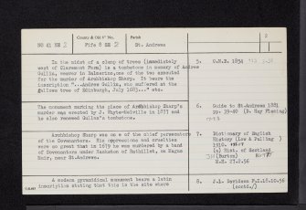 Bishop's Wood, Archbishop Sharp's Memorial And Tomb Of Cullin, NO41NE 2, Ordnance Survey index card, page number 2, Verso