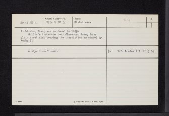 Bishop's Wood, Archbishop Sharp's Memorial And Tomb Of Cullin, NO41NE 2, Ordnance Survey index card, page number 3, Recto