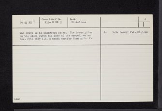 Bishop's Wood, Grave Of Five Covenanters, Magus Muir, NO41NE 3, Ordnance Survey index card, page number 2, Verso