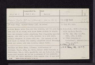 Dairsie Castle, NO41NW 5, Ordnance Survey index card, page number 1, Recto
