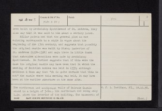 Dairsie Castle, NO41NW 5, Ordnance Survey index card, page number 2, Verso