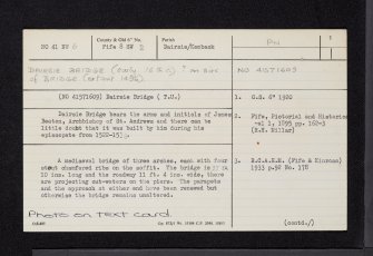 Dairsie Bridge, NO41NW 6, Ordnance Survey index card, page number 1, Recto