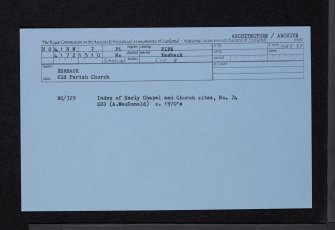 Kemback, Old Parish Church, NO41NW 7, Ordnance Survey index card, Recto