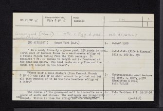 Kemback, NO41NW 8, Ordnance Survey index card, page number 1, Recto